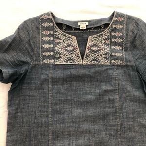J. CREW Embroidered Chambray Dress